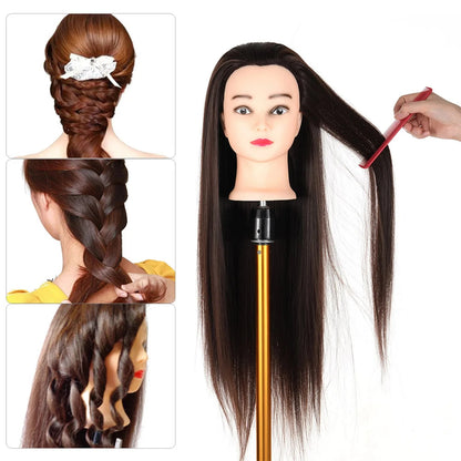 30% Human Hair Mannequin Head with Clamp Holder for Braiding Hair Styling Practice 24'' Manikin Head for Hairdresser Cosmetology JUST FIT IN