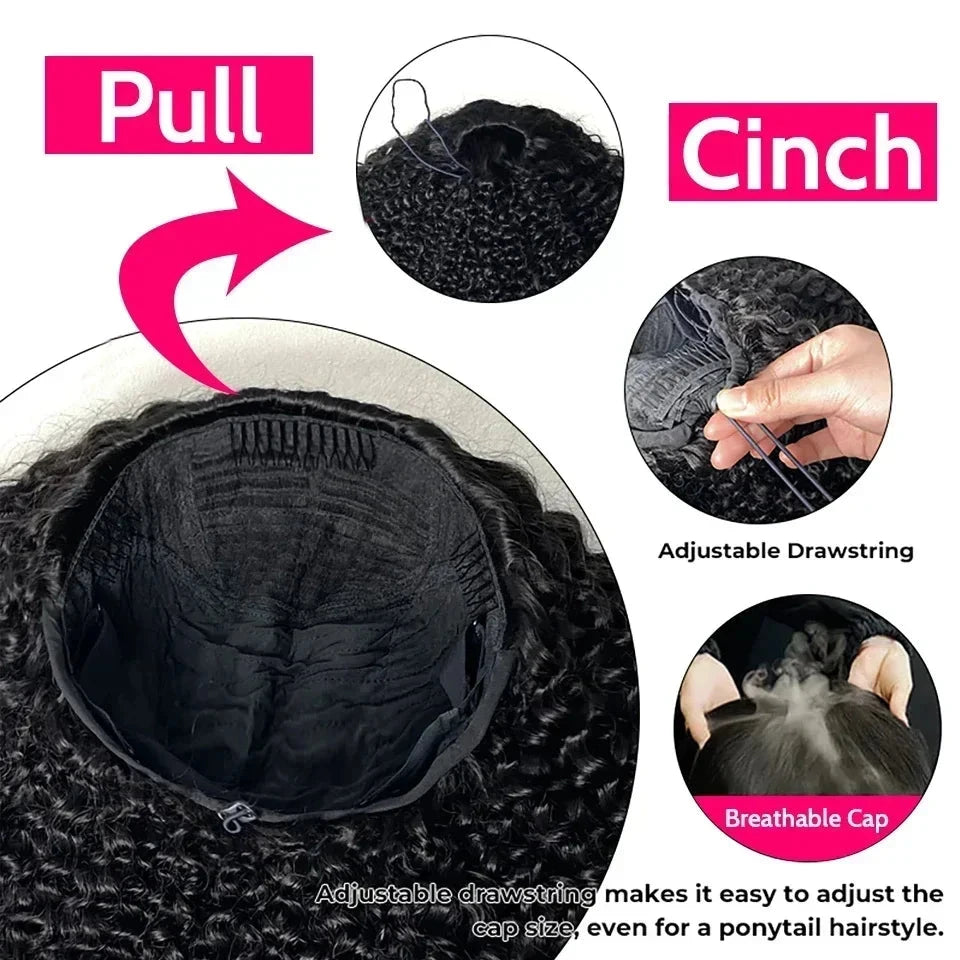 250% Glueless Wigs Human Hair Burmese Curly Headband Wig Upgrade 3 IN 1 Half Wig With Drawstring Seamless Clip Ins Flip Over JUST FIT IN