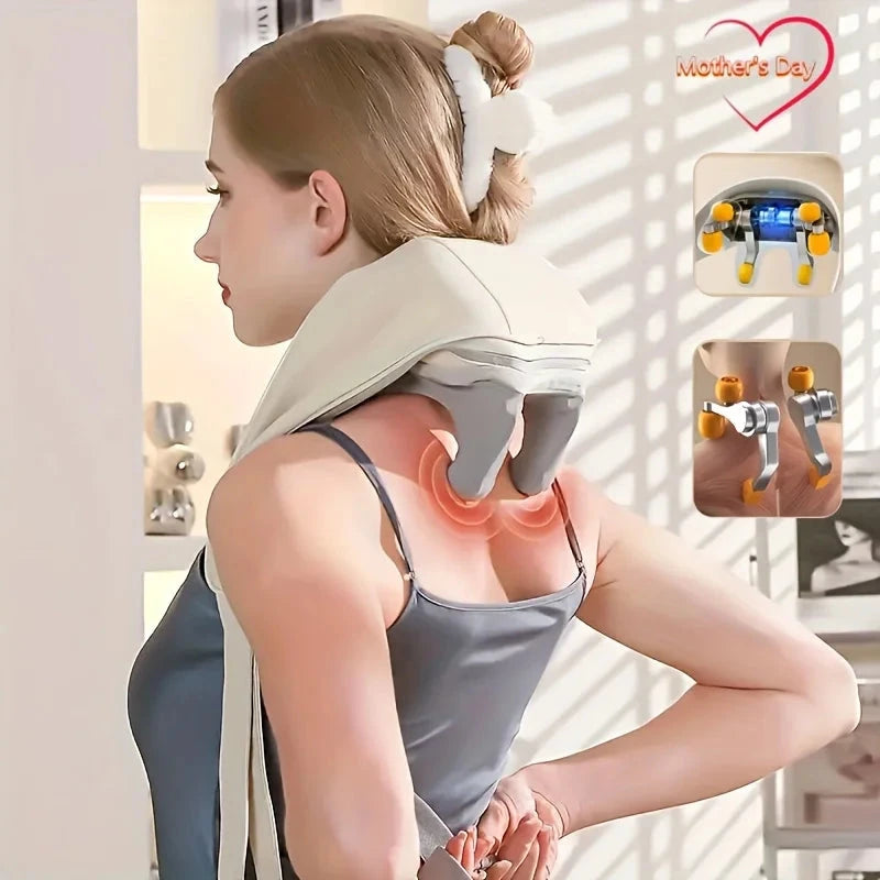Heated Neck & Shoulder Massage Shawl - Rechargeable Trapezius Massager with Kneading | JUST FIT IN JUST FIT IN