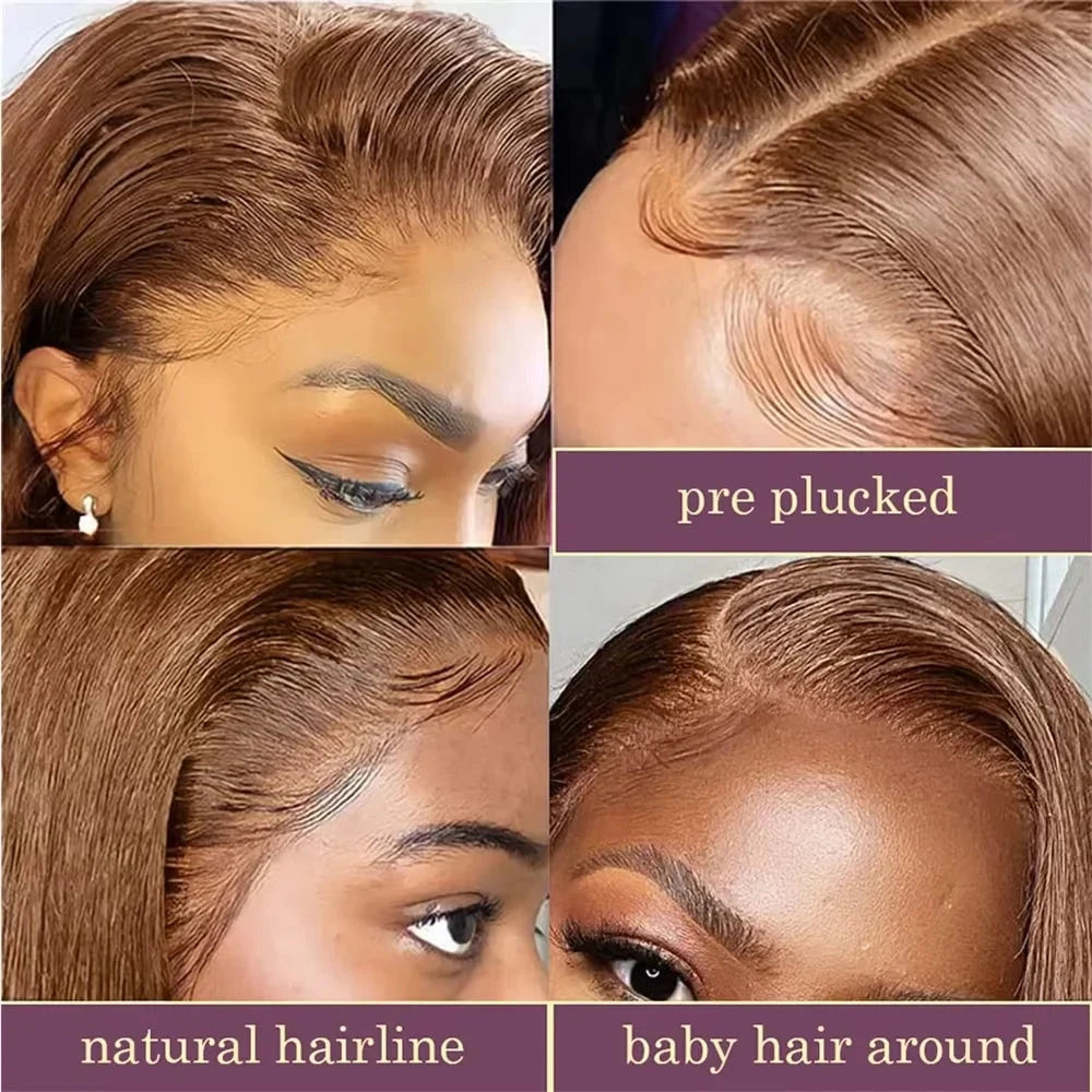 220 Density 13x4 HD Lace Frontal Wig - #4 Chocolate Brown Straight Bob Human Hair | JUST FIT IN JUST FIT IN