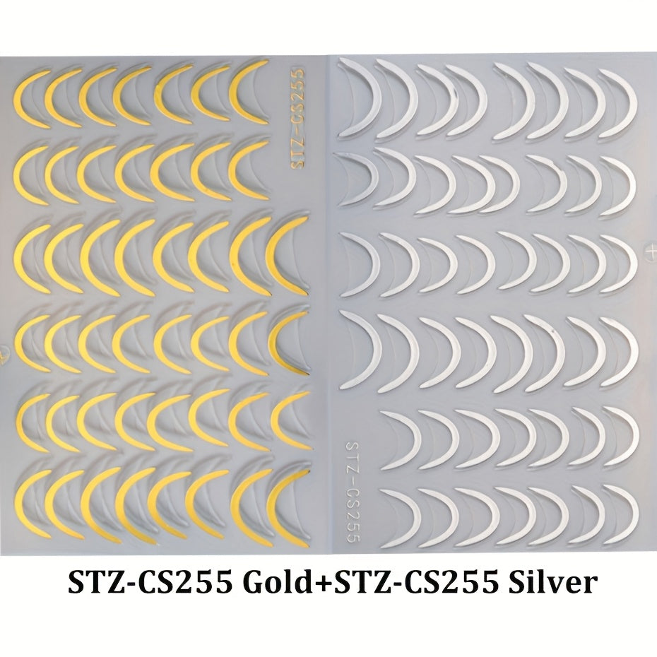 3D French Tip Nail Stickers - Self-Adhesive Metallic Nail Art Decals | JUST FIT IN JUST FIT IN