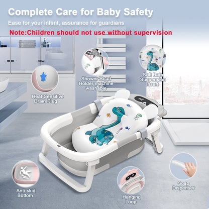 Foldable Baby Bath Tub - Portable with Non-Slip Cushion (0-24 Months) JUST FIT IN