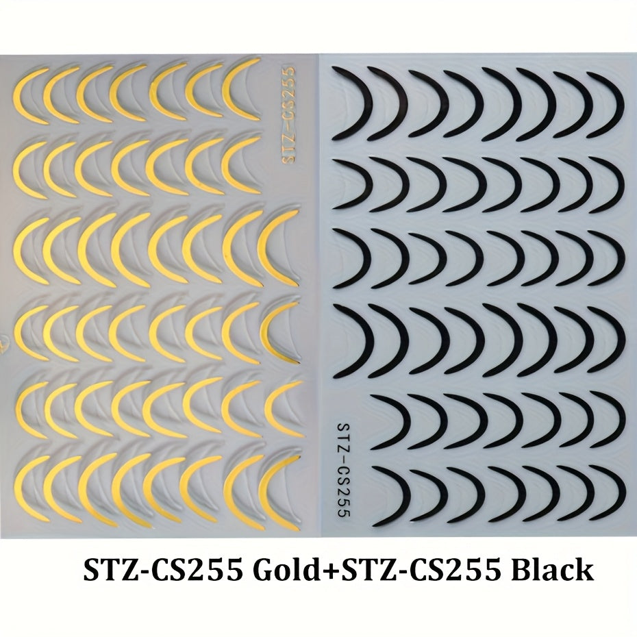 3D French Tip Nail Stickers - Self-Adhesive Metallic Nail Art Decals | JUST FIT IN JUST FIT IN