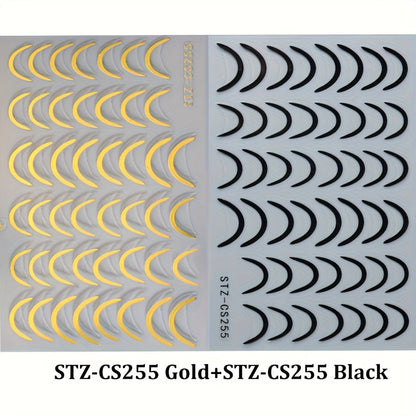 3D French Tip Nail Stickers - Self-Adhesive Metallic Nail Art Decals | JUST FIT IN JUST FIT IN