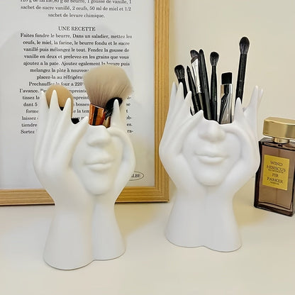 Cute Face Cosmetic Organizer - Resin Makeup Brush Holder (1-2pcs) JUST FIT IN