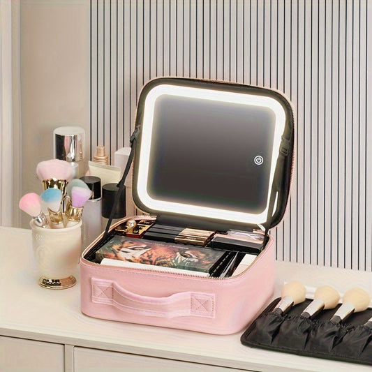 Portable Makeup Storage Case with LED Mirror - Travel Cosmetic Organizer | JUST FIT IN JUST FIT IN