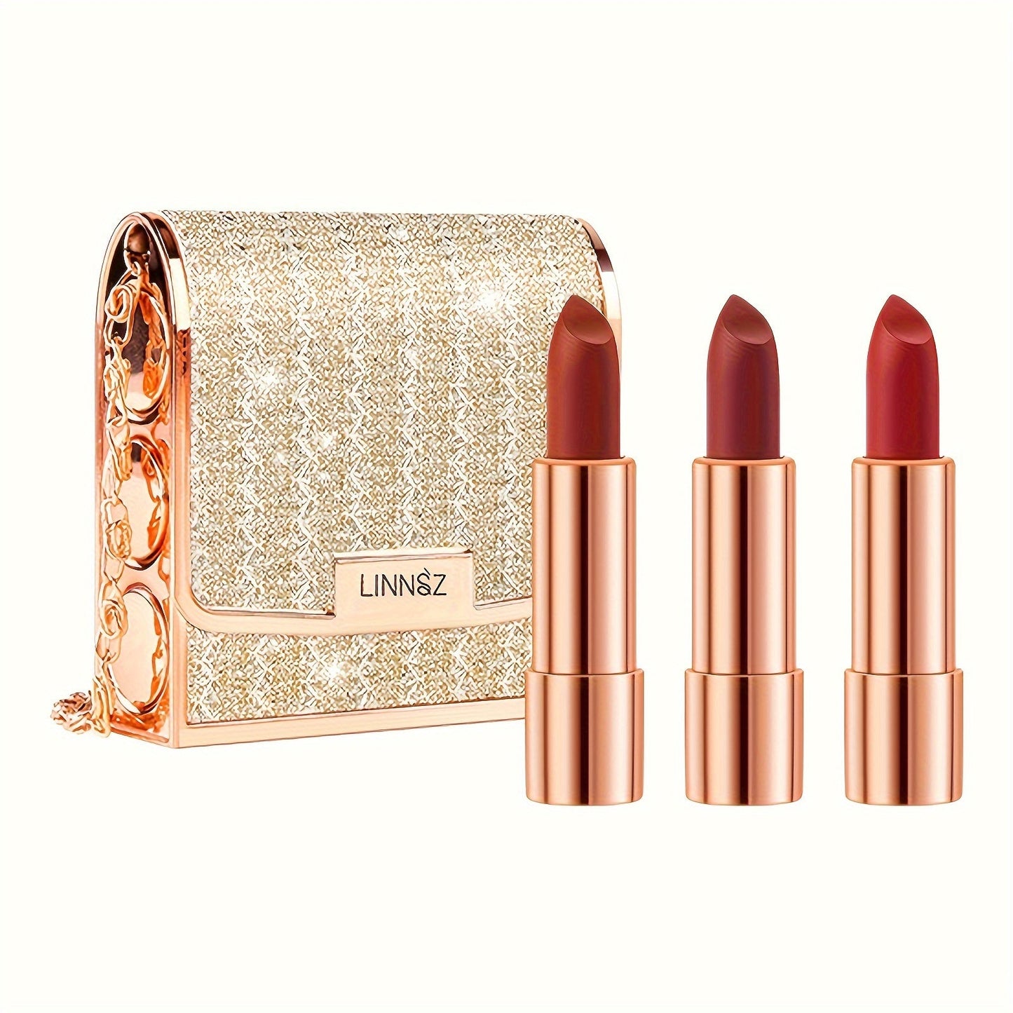 Matte Lipstick Set - 3 Colors with Silver Chain Bag Gift Box JUST FIT IN