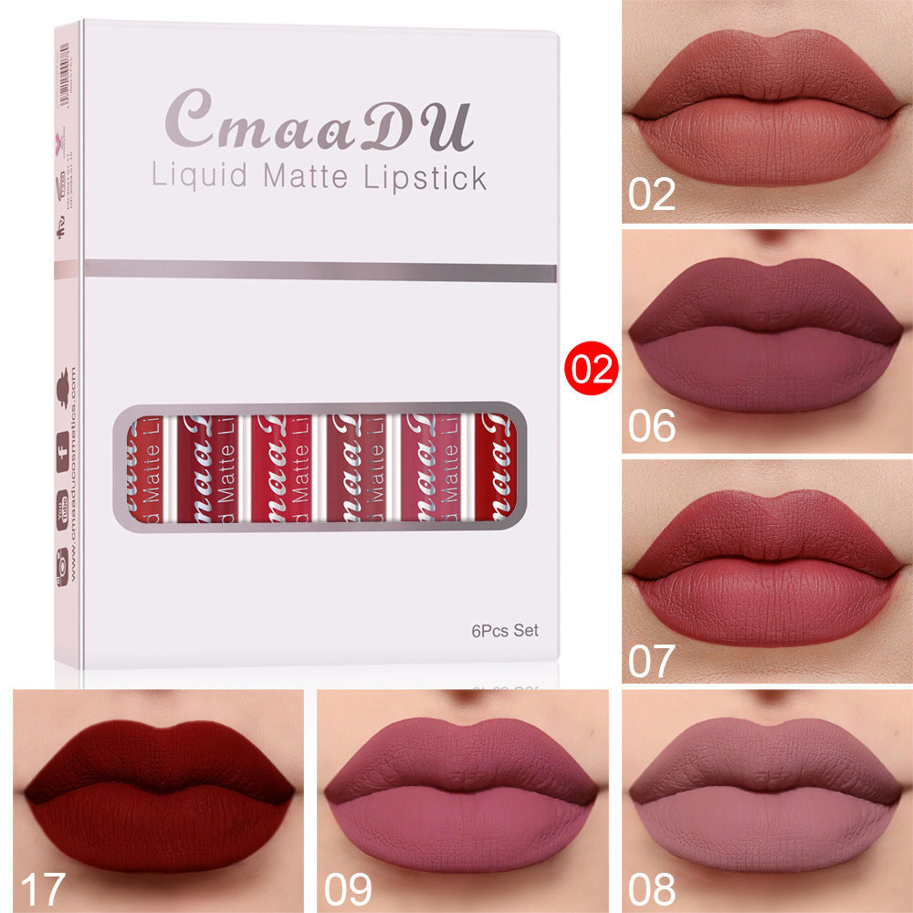 6 Boxes Of Matte Non-stick Cup Waterproof Lipstick Long Lasting Lip Gloss THE MANE CHOICE