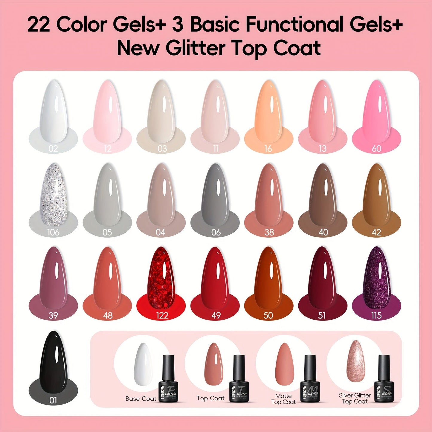PEACECOLOR Gel Nail Polish Kit - 26 Piece Set with LED Lamp JUST FIT IN