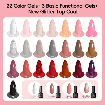 PEACECOLOR Gel Nail Polish Kit - 26 Piece Set with LED Lamp JUST FIT IN