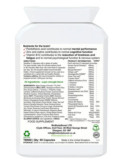 BioBrain - Natural Nootropics Supplement BioBodyBoost