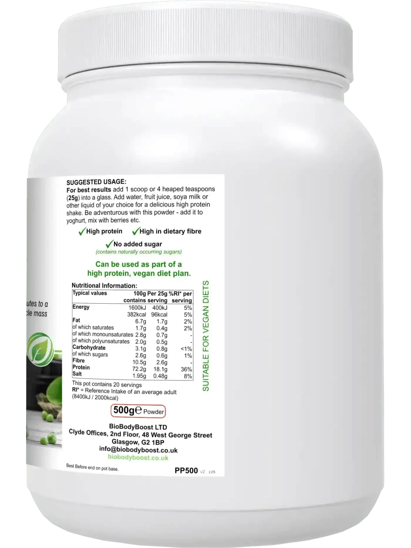 PeaPro - High Protein Vegan Pea Protein Powder BioBodyBoost