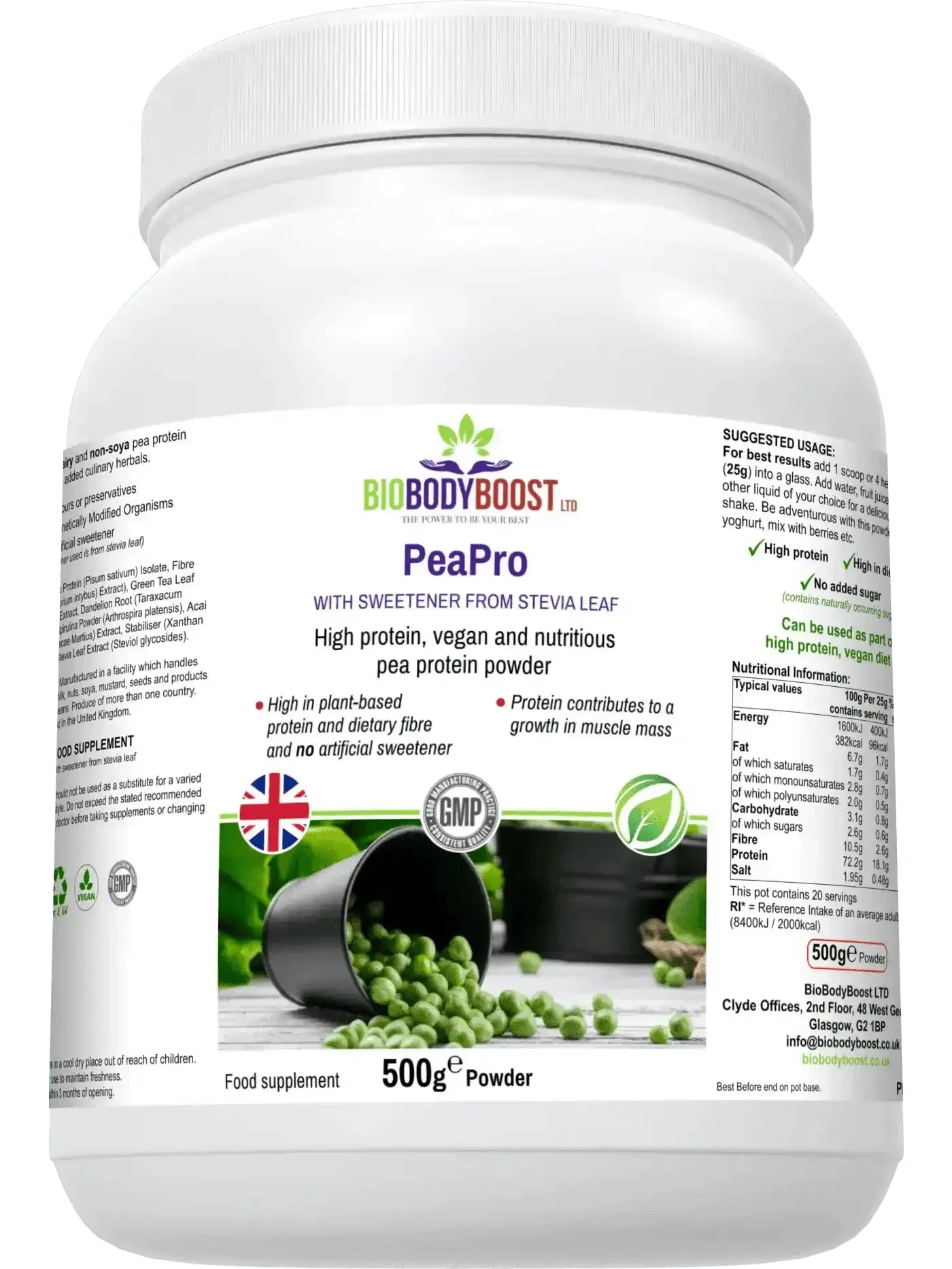 PeaPro - High Protein Vegan Pea Protein Powder BioBodyBoost