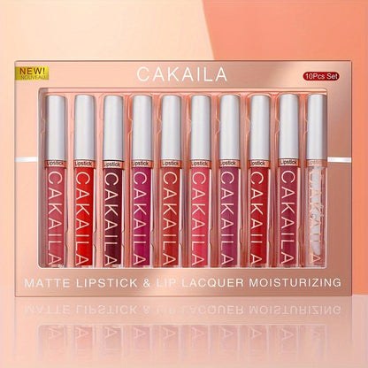 Waterproof Matte Lip Gloss Set - 10 Long-Lasting Colors JUST FIT IN
