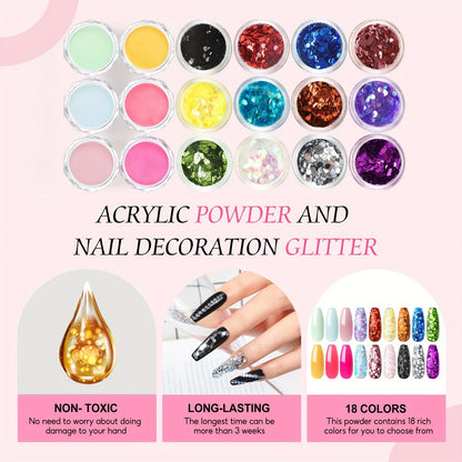 Peacecolor Complete DIY Acrylic Nail Kit - UV Lamp, 100+ Tips, Gel Polish & Art Stickers JUST FIT IN