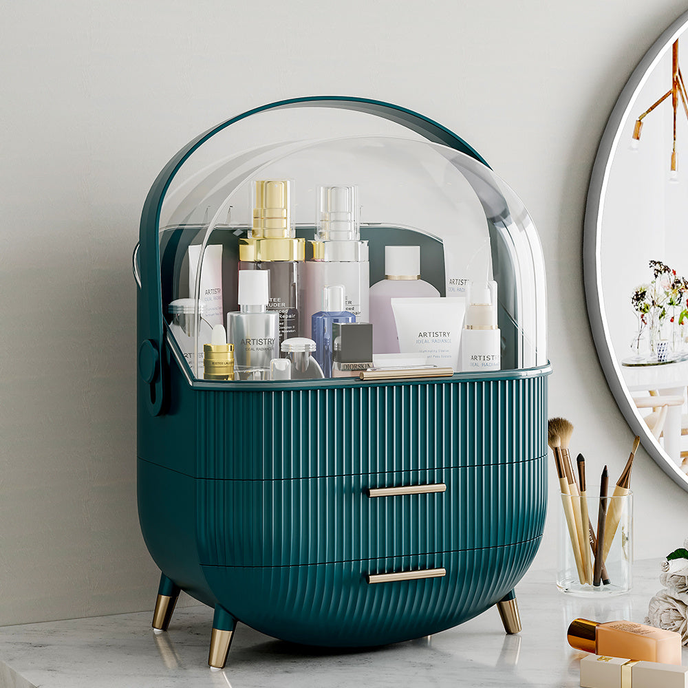 Multi-Function Makeup Organizer with Clear Lid - Dustproof Cosmetic Storage Box for Skincare & Jewelry JUST FIT IN