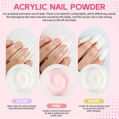 COSCELIA Acrylic Nail Kit - Complete Set with Powder, Liquid & LED Lamp JUST FIT IN