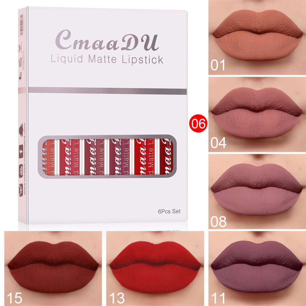 6 Boxes Of Matte Non-stick Cup Waterproof Lipstick Long Lasting Lip Gloss THE MANE CHOICE
