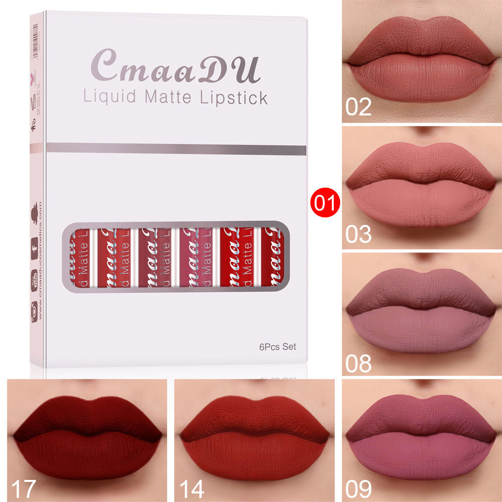 6 Boxes Of Matte Non-stick Cup Waterproof Lipstick Long Lasting Lip Gloss THE MANE CHOICE