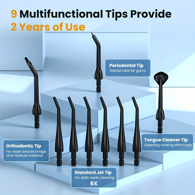 Sejoy Professional Dental Water Flosser - 5 Modes, 9 Tips, 350ml Tank & 30-Day Battery JUST FIT IN