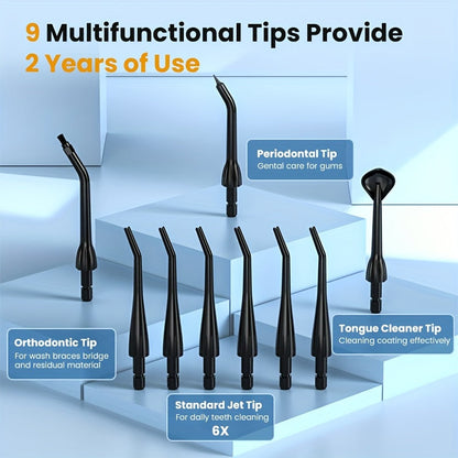 Sejoy Professional Dental Water Flosser - 5 Modes, 9 Tips, 350ml Tank & 30-Day Battery JUST FIT IN