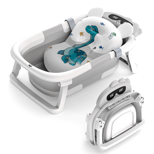 Foldable Baby Bath Tub - Portable with Non-Slip Cushion (0-24 Months) JUST FIT IN