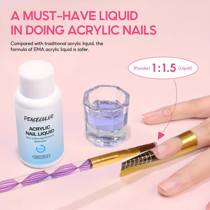 Peacecolor Complete DIY Acrylic Nail Kit - UV Lamp, 100+ Tips, Gel Polish & Art Stickers JUST FIT IN