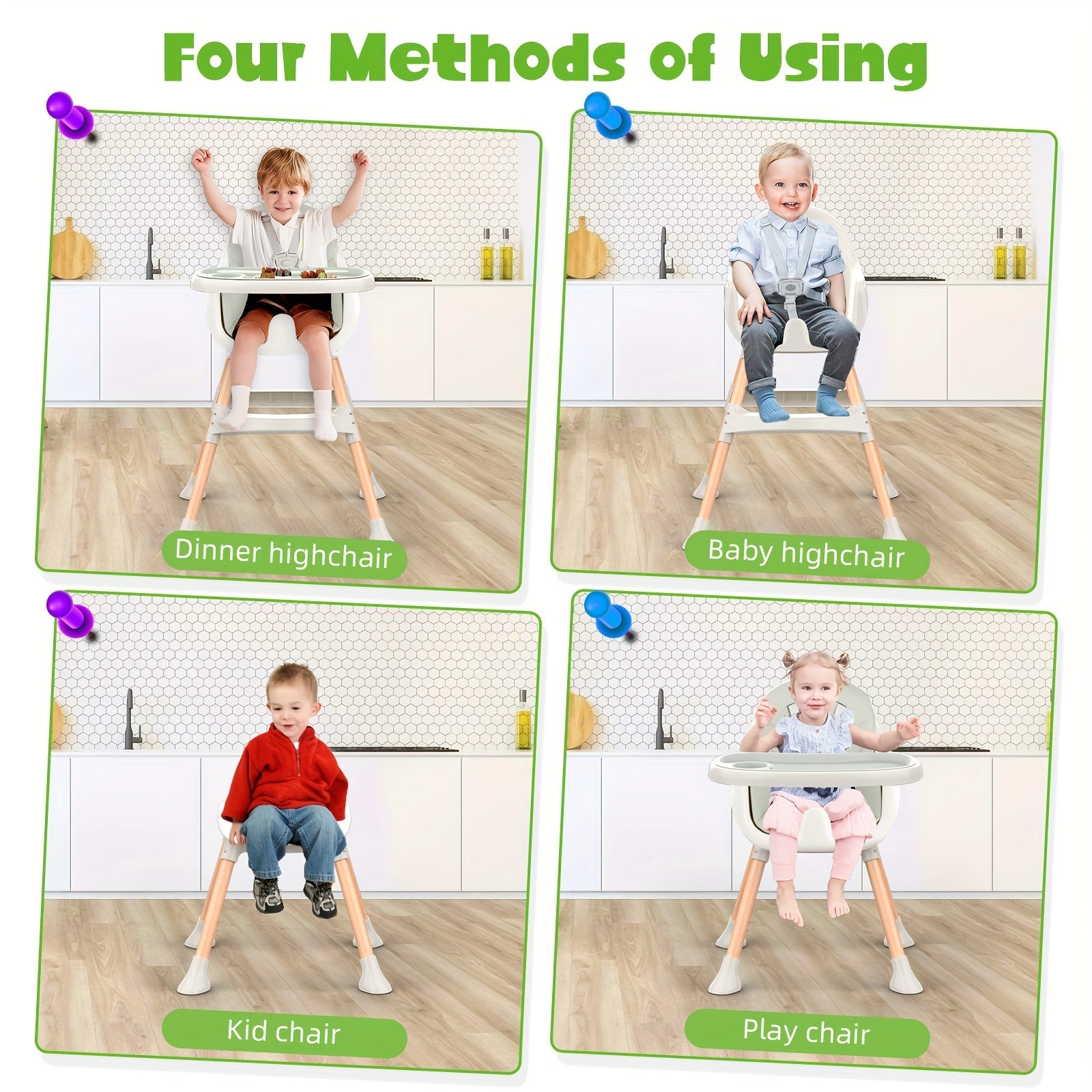 Modern Portable Baby High Chair - Adjustable Height with Double Tray JUST FIT IN