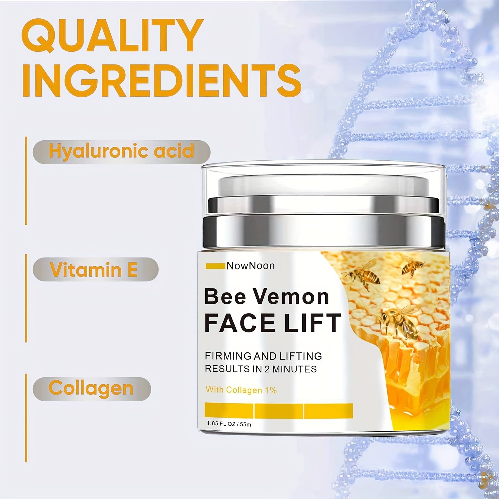 Bee Venom Instant Face Lift Cream - Tightens & Firms Skin with Hyaluronic Acid JUST FIT IN