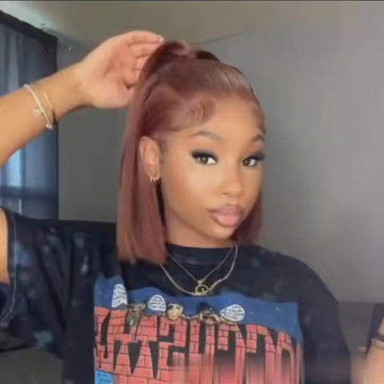 220 Density 13x4 HD Lace Frontal Wig - #4 Chocolate Brown Straight Bob Human Hair | JUST FIT IN JUST FIT IN