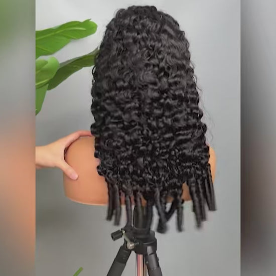 250% Glueless Wigs Human Hair Burmese Curly Headband Wig Upgrade 3 IN 1 Half Wig With Drawstring Seamless Clip Ins Flip Over JUST FIT IN