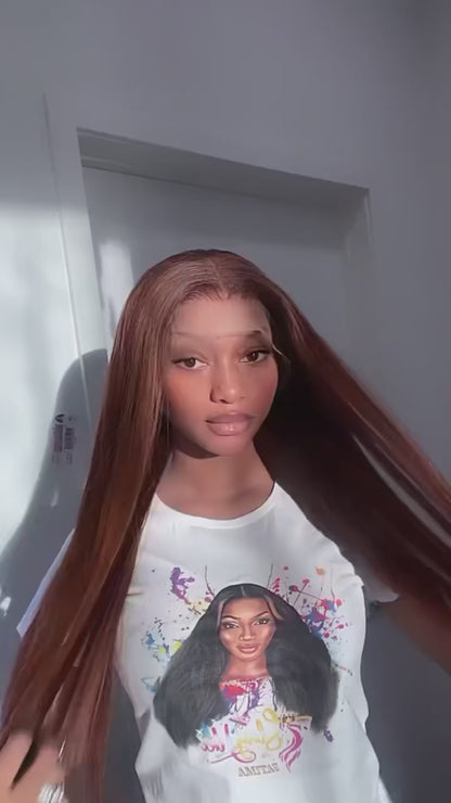 13x6 Chocolate Brown Lace Front Wig - 200% Density Straight Human Hair Pre-Plucked | JUST FIT IN JUST FIT IN