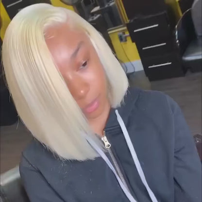 613 Blonde Lace Front Wig - Short Bob with Brown Roots HD Transparent Lace Pre-Plucked | JUST FIT IN JUST FIT IN