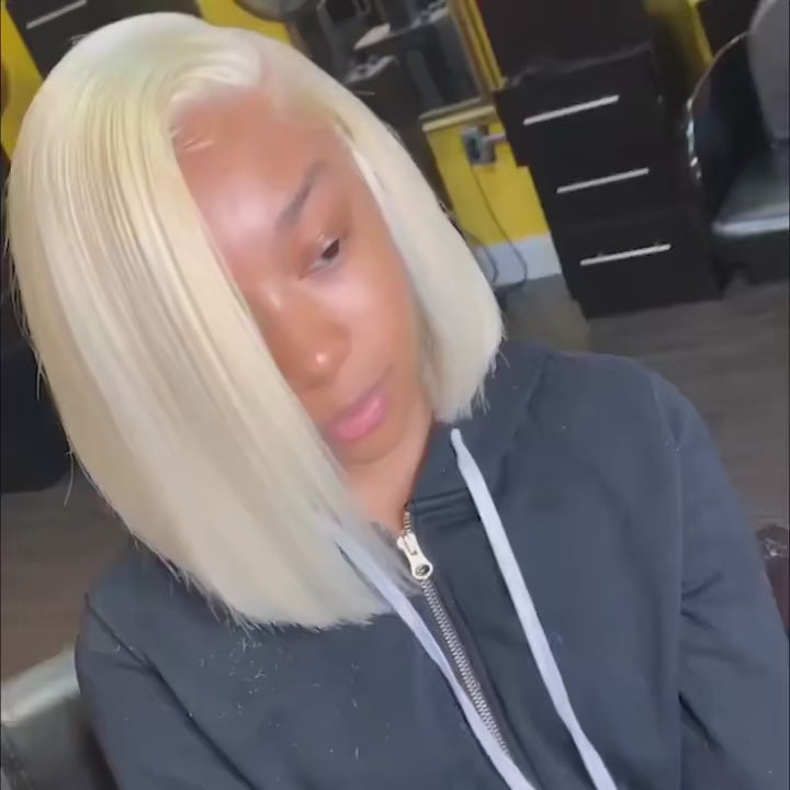 613 Blonde Lace Front Wig - Short Bob with Brown Roots HD Transparent Lace Pre-Plucked | JUST FIT IN JUST FIT IN